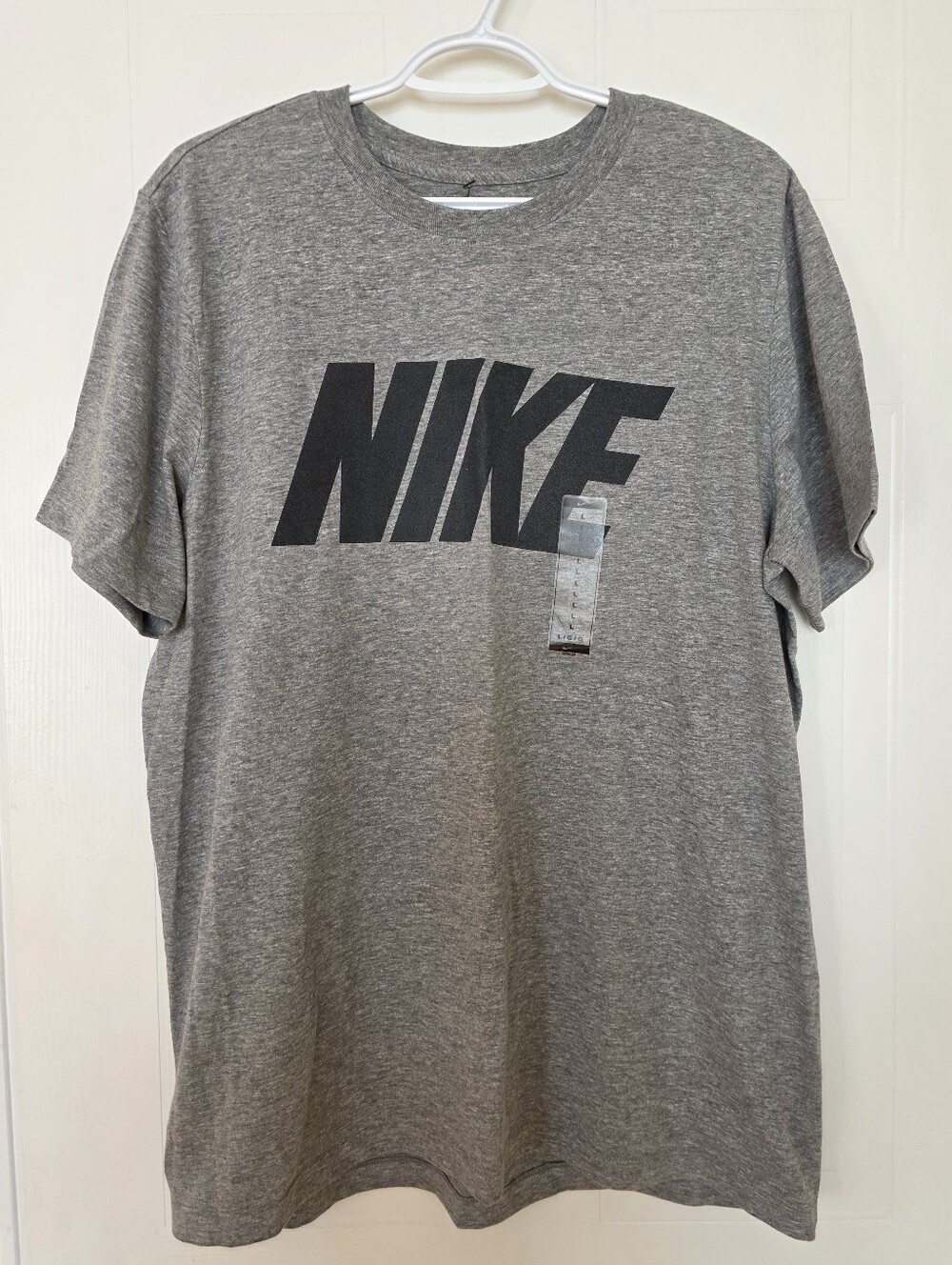 Nike Short-Sleeve Logo Tee Shirt, Heather Gray, Large